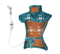 Elektrisches Heizkissen für Rücken, Nacken & Schulter - 2 Massage-Motoren - Abschaltautomatik - Schnelles Aufheizen - Weiches Flanell - Ideal als Rückenwärmer & Nackenheizkissen - Pfauengrün - 24×35