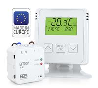 ELEKTROBOCK BT731 Thermostat d'ambiance sans Fil avec récepteur - Support - Portée jusqu'à 35 m - pour Chauffage électrique et Infrarouge - Programmes hebdomadaires et Protection antigel, Blanc
