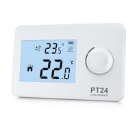 ELEKTROBOCK PT24 Thermostat d'ambiance avec écran LCD | Thermostat mural pour tous les types de chaudières | Fonctionnement sur piles (2 x AAA) | Aucune programmation nécessaire | Protection contre le