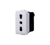 Elektronova Prise biphasée compatible Bticino Matix 2P+T 10/16A couleur blanche - Pack 1 pièce