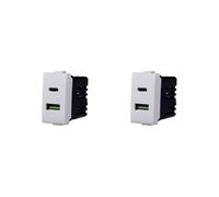 Elektronova Prise chargeur double USB 2 IN1 Type-A + Type-C compatible Bticino Matix 5Vdc 3.1A couleur blanche - Lot de 2