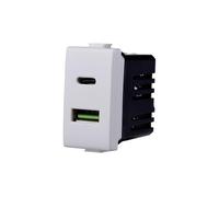 Elektronova Prise chargeur double USB 2 IN1 Type-A + Type-C compatible Bticino Matix 5Vdc 3.1A couleur blanche - Pack 1 pièce