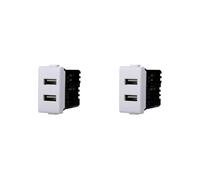 Elektronova Prise chargeur double USB Type-A compatible Bticino Matix 5Vdc 2.1A couleur blanche - Lot de 2