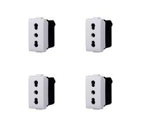 Elektronova Prise double étape compatible Bticino Matix 2P+T 10/16A couleur blanche - Lot de 4