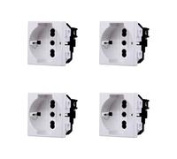 Elektronova Prise Schuko 2P+T 10/16A 230V compatible Bticino Matix de couleur blanche - Lot de 4