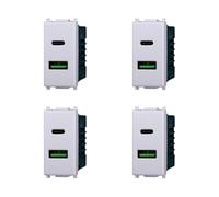 Elektronova Prise USB Type-A+C 5 V 3,1 A chargeur Blanc compatible Vimar Plana Kit 4 pièces 3002