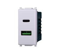 Elektronova Prise USB Type-A+C 5V 3.1A chargeur blanc compatible Vimar Plana Chargeur double 3002
