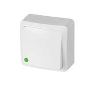 ELEKTROPLAST 1 interrupteur IP44 - Prise murale pour pièces humides Schuko Hermes ANTRA (double interrupteur 0332-07) x, blanc, L x P x H : 62 mm x 42 mm x 62 mm.