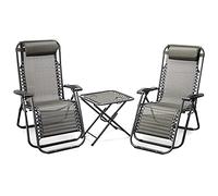 Lot De 2 Chaises Longues + Table Pliable