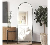 Elemango Miroir de Sol cintré de 162 x 53 cm, Miroir Mural intégral avec Cadre en Aluminium, Miroir Complet à Poser ou à Suspendre, Miroir pour Chambre à Coucher, Salon, Noir