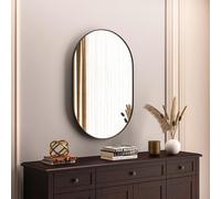 Elemango Miroir mural ovale pour salle de bain - Noir - 50 x 75 cm - Miroir mural ovale - Décoration d'entrée - Miroir mural pour au-dessus du lavabo, entrée, salon, couloir, chambre à coucher