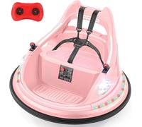 ELEMARA Auto-Tamponneuse Enfant, Max.3 KM/H,12V Voiture Electrique avec Contrôle Parental, 2 Vitesses, 2 Modes de Conduite, Rotation à 360 °, Musique, 5 Modes D'éclairage, Autocollants DIY, Rose