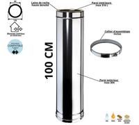 Élément 100 cm conduit double paroi isolé Edilinox - Diamètre 80 mm