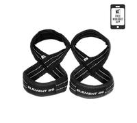Element 26 Sangles de poignet rembourrées en forme de 8 - Sangles d'haltérophilie - Sangles de poignet pour, haltérophilie, soulevé de terre, promenades fermières (M, noir)