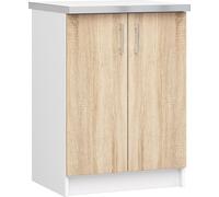 Élément bas de cuisine avec plan de travail LIMA Blanc, Chêne Sonoma L60xH82xP44,5 cm