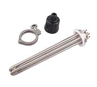 Élément chauffe-eau, 2 "tri pince 64mm bride puissance 220v / 380v 3kw 4.5kw 6kw 9kw 12kw sus304 élément chauffant for l'eau avec capuchon et pointe(Gray,380v 12KW)