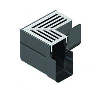 Elément d'angle pour caniveau avec grille alu - gris - Slimline ACO