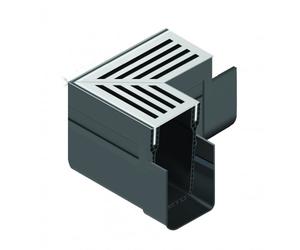 Elément d'angle pour caniveau avec grille alu - gris - Slimline ACO