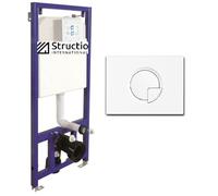 Élément de chasse d'eau encastré - Réservoir de chasse d'eau encastré - Siège de WC Soft Close - Réservoir de chasse d'eau - Élément de montage mural + plaque de déclenchement (plaque de commande 1)