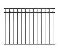 Élément de clôture en acier - 170 x 120 cm - Noir - Revêtement par pulvérisation - Porte de jardin robuste avec plaque circulaire - Résistant aux intempéries - Pour l'extérieur - Haute sécurité et