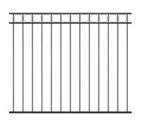 Élément de clôture en acier - 170 x 150 cm - Noir - Revêtement par pulvérisation - Panneau de clôture de jardin robuste avec plaque circulaire - Résistant aux intempéries - Résistant à la corrosion