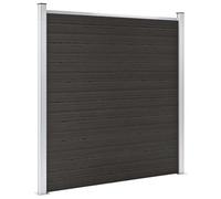 Élément de clôture WPC 180 x 186 cm, noir, imprimé des deux côtés, matériau composite en bois et plastique robuste, brise-vue durable pour jardin et terrasse, montage facile