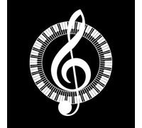 Élément de conception musicale, motif de rouleau de piano sous diverses formes, conception graphique de logo musical Stickers gravés 52x67cm Embellissement mural Blanc