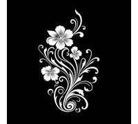 Élément de design aux accents floraux audacieux, logo, croquis botaniques uniques, emblème emblématique Stickers muraux 57.6x97.6cm Modification et ajout d'informations possibles Blanc