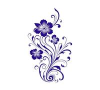 Élément de design aux accents floraux audacieux, logo, croquis botaniques uniques, emblème emblématique Stickers muraux 57.6x97.6cm Amovible sans laisser de colle Bleu foncé