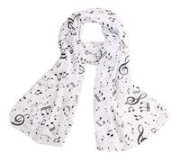 Élément de musique de mode des femmes blanches dames imprimer longues écharpes Floral Neck foulard en mousseline de soie châle Wrap très pratique et populaire