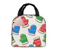 Élément De Pain D'Épice En Forme De Gant De Noël Sac Déjeuner Étanche Sac Repas Avec Feuille D'Aluminium Sacs Dejeuner Pour Femme Adulte Homme 22X20X13Cm