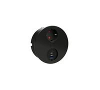 Élément De Prise Encastrable Duplex USB C, Rond, Avec Prise Schuko, Noir Mat