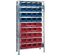 Élément départ H2000xL1000xP400mm Élément départ 10 tablettes acier 16 x MK3Z bleu, 20 x MK3Z rouge