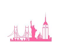 Élément du logo de la ville de New York des États-Unis, Staten Island, arrondissement de la ville de New York Stickers muraux 50.4x74.1cm Amovible sans laisser de colle Rose