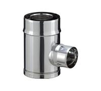 Element droit inox avec prise d'air pour poele a granules - PGI pour poeles a Pellets - Diametre 80/130 avec prise d'air a 90 - Finition : Inox