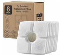 Élément filtrant pour distributeur d'eau pour animaux de compagnie Filtre pour distributeur d'eau carré en coton élément filtrant carré 8 pièces