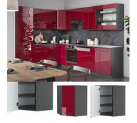 Vicco Elément Haut de Cuisine Fame-Line, Rouge Bordeaux Haute Brillance, 57cm, à Combiner avec d'autres modules de la série Fame-Line