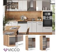 Élément haut vitré Meuble de cuisine Fame-Line 40 cm chêne blanc Vicco