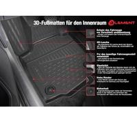 Element Lot de 4 Tapis de Sol en Caoutchouc 3D de qualité supérieure pour Toyota Land Cruiser 200, 2012-2015, 4 pièces (Gris)