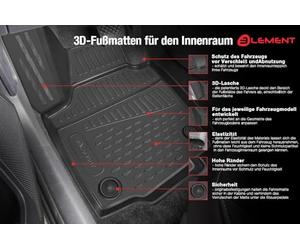 Element Lot de 4 Tapis de Sol en Caoutchouc 3D de qualité supérieure pour Toyota Land Cruiser 200, 2012-2015, 4 pièces (Gris)