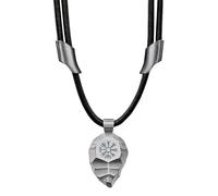 Element of Gods Pendentif boussole Vegvisir en titane avec cordon en cuir noir