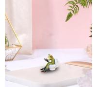 Élément ornemental domestique Décoration de bureau en résine représentant une grenouille amusante, idéale pour la maison, le salon, la chambre à coucher, le bureau, assise sur les (Green, 11x13cm)