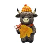 Élément ornemental domestique Figurine de vache en résine pour Halloween, animal de ferme, citrouille, statue de bureau pour le festival d'automne (A, 10cm)