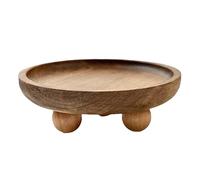 Élément ornemental polyvalent Plateau rond en bois sur pied, présentoir décoratif pour centres de table, table d'entrée, table de cuisine de ferme, 1 pièce Caractéristiques : (Khaki, 13x4.5cm)