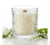 ELEMENT-TERRE Bougie Parfumée au Muguet, Cire de Noix de Coco et Cire d'Abeilles, Mèche en Bois, Verre Premium, 220g