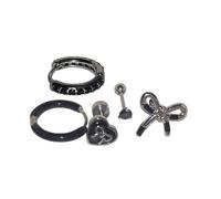 Element22 Boucle d ' oreille torsadée en acier avec nœud foncé et cœur Plan Gristle Bijoux pour Minuit embelli Ajout de chaîne d ' oreille en forme de cœur froid