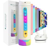 Elemental Bouteilles d'eau emblématiques Fidget Pop de 591 ml pour écolières et garçons, triple paroi isotherme sous vide en acier inoxydable, anti-fuite, avec couvercle à paille - Teinture sur nœuds