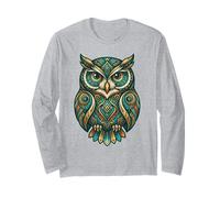 Elemental Folk Art Owl Symmetrical Mandala Bird Graphic Manche Longue