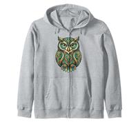 Elemental Folk Art Owl Symmetrical Mandala Bird Graphic Sweat à Capuche