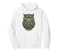 Elemental Folk Art Owl Symmetrical Mandala Bird Graphic Sweat à Capuche